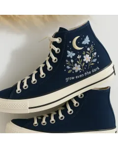 Embroidered Canvas Sneakers for Women, Men, Kids – Stylish and Comfortable Shoes for Casual Outings, Day and Night for Weddings & Festivals - Custom Embroidered - Main View