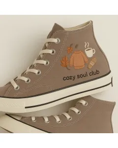 Embroidered Canvas Sneakers for Women, Men, Kids – Stylish Autumn Footwear for Casual & Outdoor Activities for Weddings & Festivals - Custom Embroidered - Main View