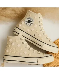 Embroidered Canvas Sneakers for Women, Men, Kids – Sweet Style & Comfort for Everyday Wear and Outdoor Adventures - Custom Embroidered - Main View