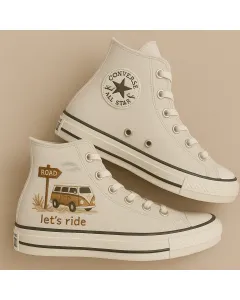 Embroidered Canvas Sneakers for Women, Men, Kids – Vintage Style for Everyday Wear, Weekend Adventures - Custom Embroidered - Main View