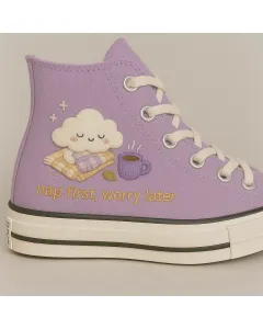 Embroidered Cloud Canvas Sneakers for Women, Men, Kids – Stylish Comfort for Everyday Wear, Weekend Outings - Custom Embroidered - Main View