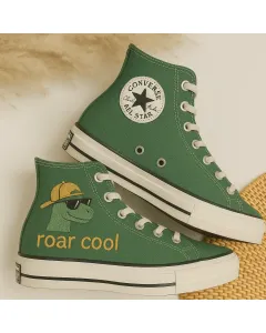 Embroidered Dino Canvas Sneakers for Kids, Teens, and Adults – Stylish Designs for Everyday Wear and Casual Outings - Custom Embroidered - Main View