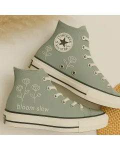 Embroidered Floral Canvas Sneakers for Women, Girls, Teens – Stylish Comfort for Casual Outings, Everyday Wear for Weddings & Festivals - Custom Embroidered - Main View