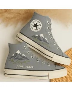 Embroidered Mountain Sneakers for Outdoor Enthusiasts, Hikers, Adventurers – Stylish and Durable for Hiking, Outdoor Activities - Custom Embroidered - Main View