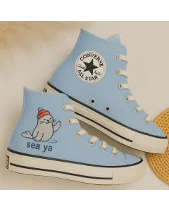 Embroidered Sky- Sneakers for Women – Stylish Footwear for Casual Outings, Perfect Gift for Fashion Enthusiasts - Custom Embroidered - Main View