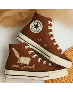 Embroidered Sneakers for Art Enthusiasts and Fashion Lovers – Unique Fountain Pen Design for Casual Wear, Street Style - Custom Embroidered - Main View