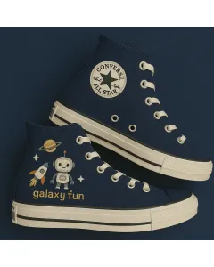 Embroidered Space Canvas Sneakers for Men, Women, Kids – Unique Style for Casual Outings, Parties for Weddings & Festivals - Custom Embroidered - Main View