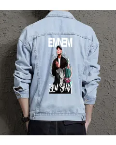 Eminem Jean Jacket for Men – Gift for Music Fans – Christmas Gift - Light Blue - Main View