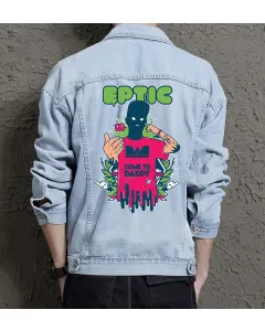 Eptic Com to Daddy Jean Jacket for Men – Gift for Music Fans – Birthday Present - Light Blue - Main View