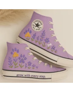 Floral Dog Sneakers for Pet Lovers – Comfort for Casual Walks and Pet Adoption Events - Custom Embroidered - Main View
