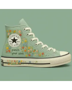 Floral Embroidered Canvas Sneakers for Women, Teens, Girls – Stylish & Comfortable Shoes for Casual Outings, Everyday Wear for Weddings & Festivals - Custom Embroidered - Main View