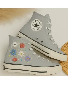 Floral Print Sneakers for Women – Comfort for Casual Outings, Daily Wear – Perfect Gift for Fashionistas - Custom Embroidered - Main View