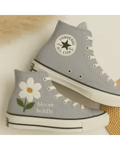 Floral Print Sneakers for Women – Comfort for Casual Walks, Daily Errands – Perfect Gift for Fashionistas - Custom Embroidered - Main View
