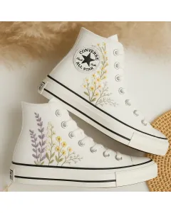 Floral Print Sneakers for Women – Comfort for Casual Walks, Festivals, and More! - Custom Embroidered - Main View
