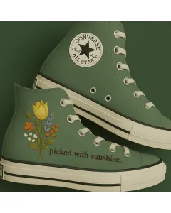 Floral Print Sneakers for Women – Comfortable and Trendy Shoes for Casual Outings, Shopping Spree – Perfect Gift for Fashionistas - Custom Embroidered - Main View