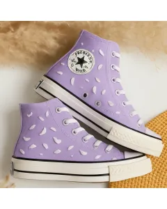 Floral Print Sneakers for Women, Girls, and Trendsetters – Stylish and Comfortable for Casual Outings, Everyday Wear - Custom Embroidered - Main View