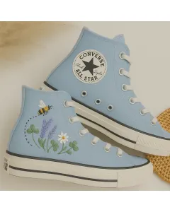 Floral Print Sneakers for Women – Trendy Footwear for Casual Walks, Outdoor Events – Perfect Gift for Fashionistas - Custom Embroidered - Main View