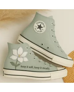 Floral Sneakers for Women – Comfortable and Trendy Shoes for Casual Walks, Outdoor Events – Perfect Gift for Garden Enthusiasts - Custom Embroidered - Main View