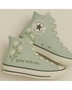 Floral Sneakers for Women Garden Enthusiasts, Bridesmaids, Outdoor Wedding Guests – Comfortable Footwear for Weddings, Garden Parties for Bridesmaids - Custom Embroidered - Main View