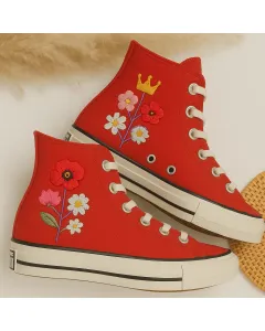 Floral Sneakers for Women – Perfect Gift for Garden Lovers, Spring Events – Festival Wear Included - Custom Embroidered - Main View