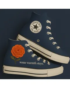 Floral Sneakers for Women – Trendy for Casual Walks, Festivals – Perfect Gift for Flower Lovers - Custom Embroidered - Main View