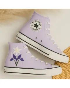 Floral Sneakers for Women – Trendy for Casual Walks, Shopping Trips – Perfect Gift for Fashion Forward Ladies - Custom Embroidered - Main View