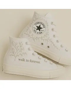 Floral Wedding Sneakers for Women – Comfort for Weddings, Parties, and Special Occasions – Perfect Gift for Brides - Custom Embroidered - Main View
