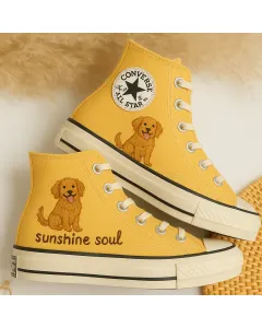 Golden Retriever Embroidered Sneakers for Dog Lovers – Stylish Comfort for Casual Outings, Dog Park Strolls - Custom Embroidered - Main View