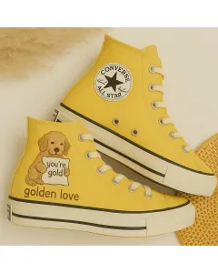 Golden Retriever Sneakers for Women and Pet Lovers – Comfort and Style for Casual Walks, Pet Adoption Events Perfect Gift for Dog Owners - Custom Embroidered - Main View
