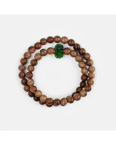 Handcrafted Agarwood Bracelet for Spiritual Souls – Grounding Energy for Daily Wear, Meditation – Brown Agarwood, Green – Main View