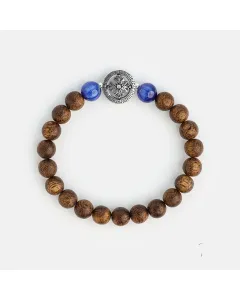 Handcrafted Natural Agarwood Bracelet for Spiritual Souls – Grounding Energy for Daily Wear, Meditation – Blue, Brown Agarwood – Main View