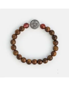 Handcrafted Natural Agarwood Bracelet for Spiritual Souls – Grounding Energy for Daily Wear, Meditation – Brown Agarwood, Red – Main View