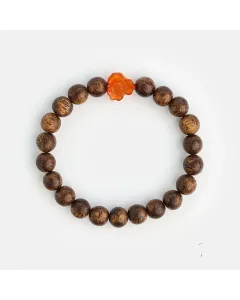 Handcrafted Natural Agarwood Bracelet for Spiritual Souls – Grounding Energy for Meditation, Protection – Brown Agarwood, Red – Main View