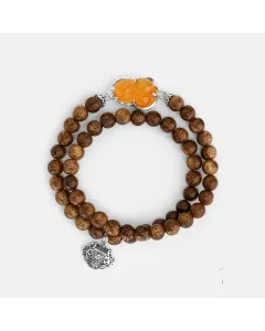 Handcrafted Natural Agarwood Bracelet – Grounding Energy for Daily Wear, Meditation – Brown, Red – Main View