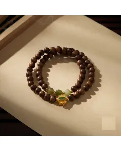 Handcrafted Natural Agarwood Bracelet - Grounding Energy for Daily Wear, Spiritual Gifts – Mixed – Main View