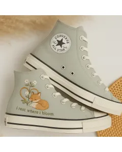 Heartvine Fox Sneakers for Women – Trendy Style for Casual Walks, Shopping Spree – Perfect Gift for Teen Girls - Custom Embroidered - Main View