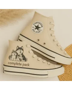 Husky Print Sneakers for Women and Dog Lovers – Stylish Footwear for Casual Walks and Pet Adoption Events - Custom Embroidered - Main View