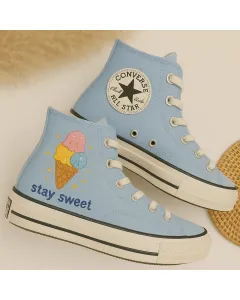 Ice Cream Design Sneakers for Trendsetters, Sneakerheads – Stand Out Style for Casual Outings, Streetwear - Custom Embroidered - Main View