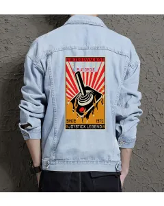 Joystick Legen 8-bits Denim Jacket for Men – Gift for Video Game Enthusiasts – Christmas Present - Light Blue - Main View