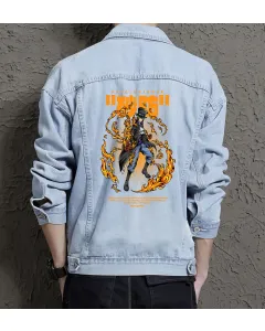 Jujutsu Kaisen Jean Jacket for Men – Gift for Anime Fans – Christmas Gift - Light Blue - Main View