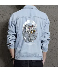 Jujutsu Kaisen Monkey D. Garp Jean Jacket for Men – Gift for Anime Fans – Birthday Present - Light Blue - Main View
