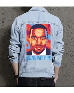 Kanye Jean Jacket for Men – Gift for Music Fans – Birthday Present - Light Blue - Main View