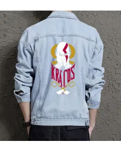 Kratos Denim Jacket for Men – Gift for Gamers – Christmas Gift - Light Blue - Main View