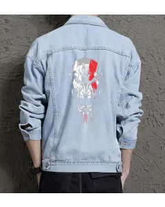 Kratos the God of War Denim Jacket for Men - Gift for Fans - Christmas Gift - Light Blue - Main View