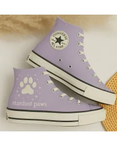 Lavender Paw Print Sneakers for Pet Lovers – Stylish and Comfortable for Casual Outings, Dog Park Visits - Custom Embroidered - Main View