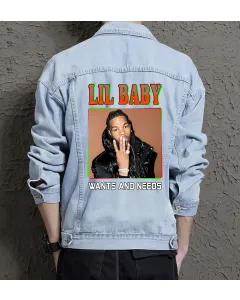 Lil Baby Jean Jacket for Men – Gift for Music Fans – Birthday Present - Light Blue - Main View