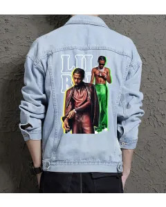 Lil Baby Jean Jacket for Men – Gift for Music Fans – Christmas Gift - Light Blue - Main View