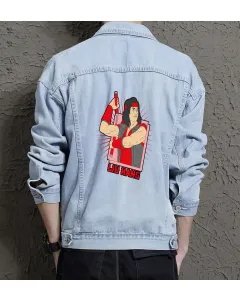 Liu Hang Street Fighter Denim Jacket for Men - Gift for Video Game Fans - Christmas Present - Light Blue - Main View