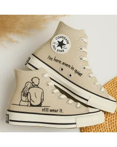 Love Sneakers for Women – Trendy Footwear for Date Nights, Casual Outings – Perfect Gift for Girlfriend or Wife - Custom Embroidered - Main View
