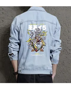 Luffy Gear Jean Jacket for Men – Gift for Anime Fans – Birthday Present - Light Blue - Main View